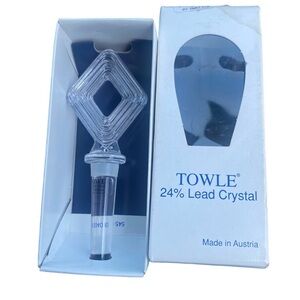 Towle Full Lead Crystal Wine Bottle Stopper Faceted 6" Long With Box